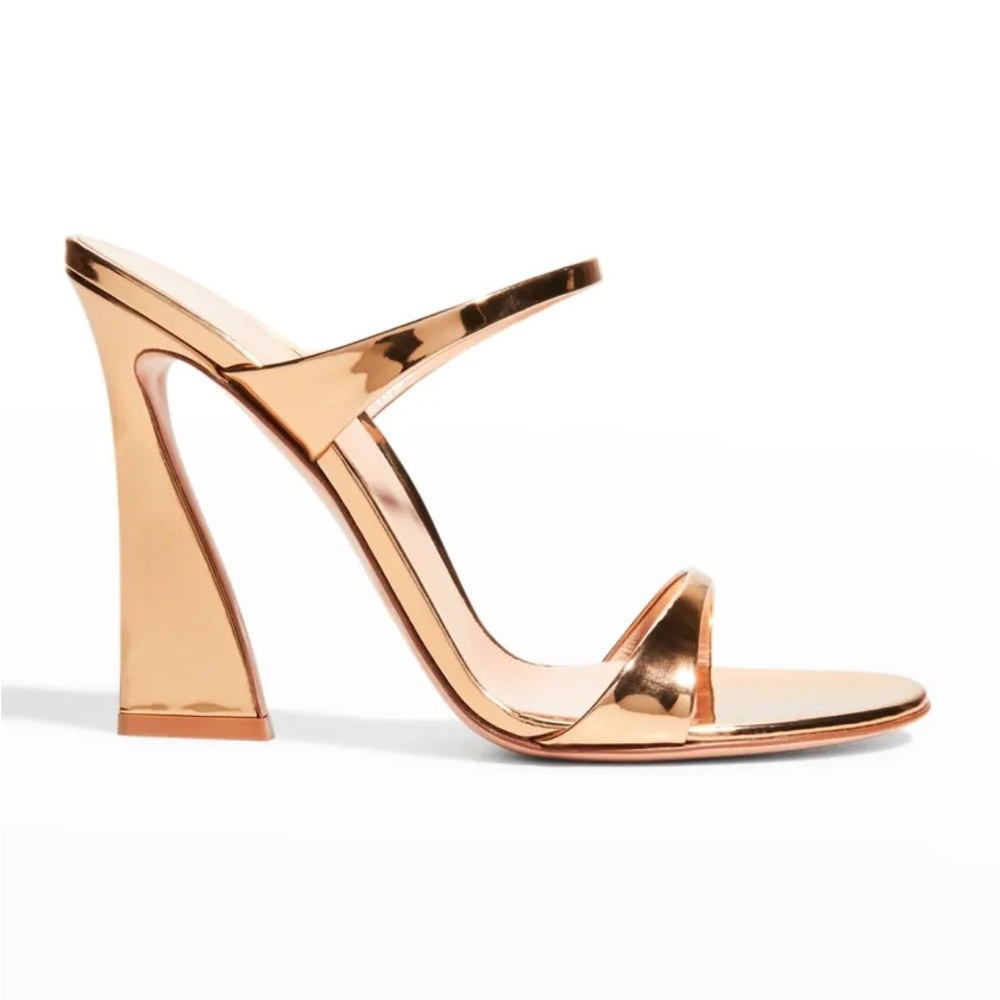 GIANVITO ROSSI Aura Metallic Calfskin Dual-Band Sandals - Size 41